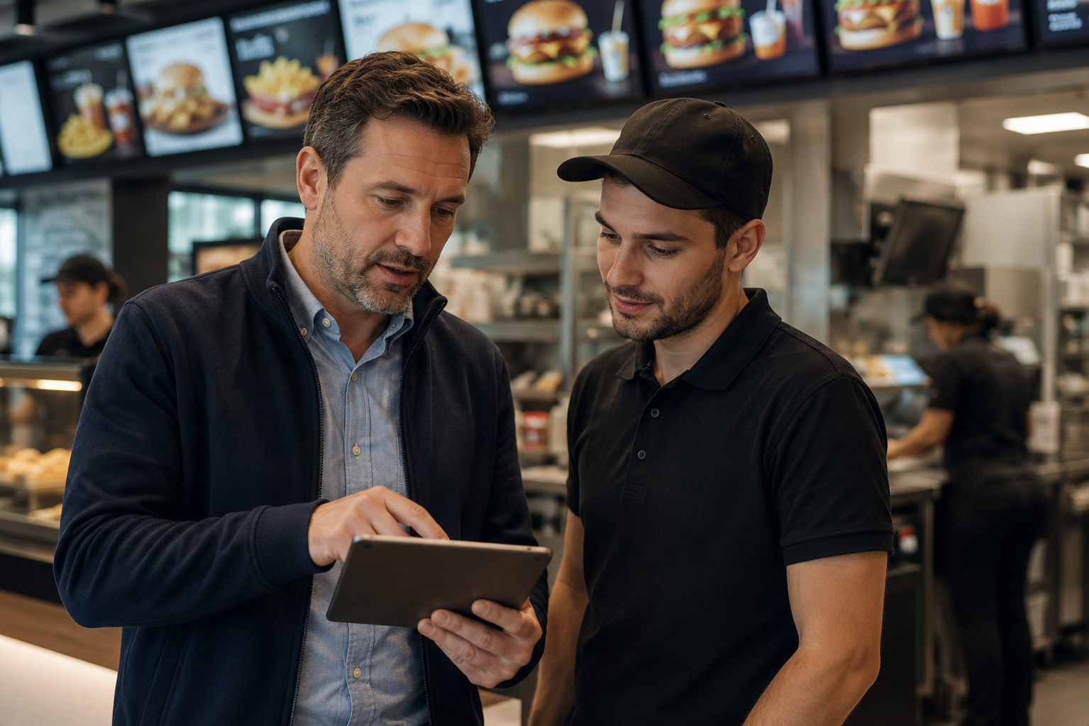 Directeur de restaurant utilisant MagWeDo